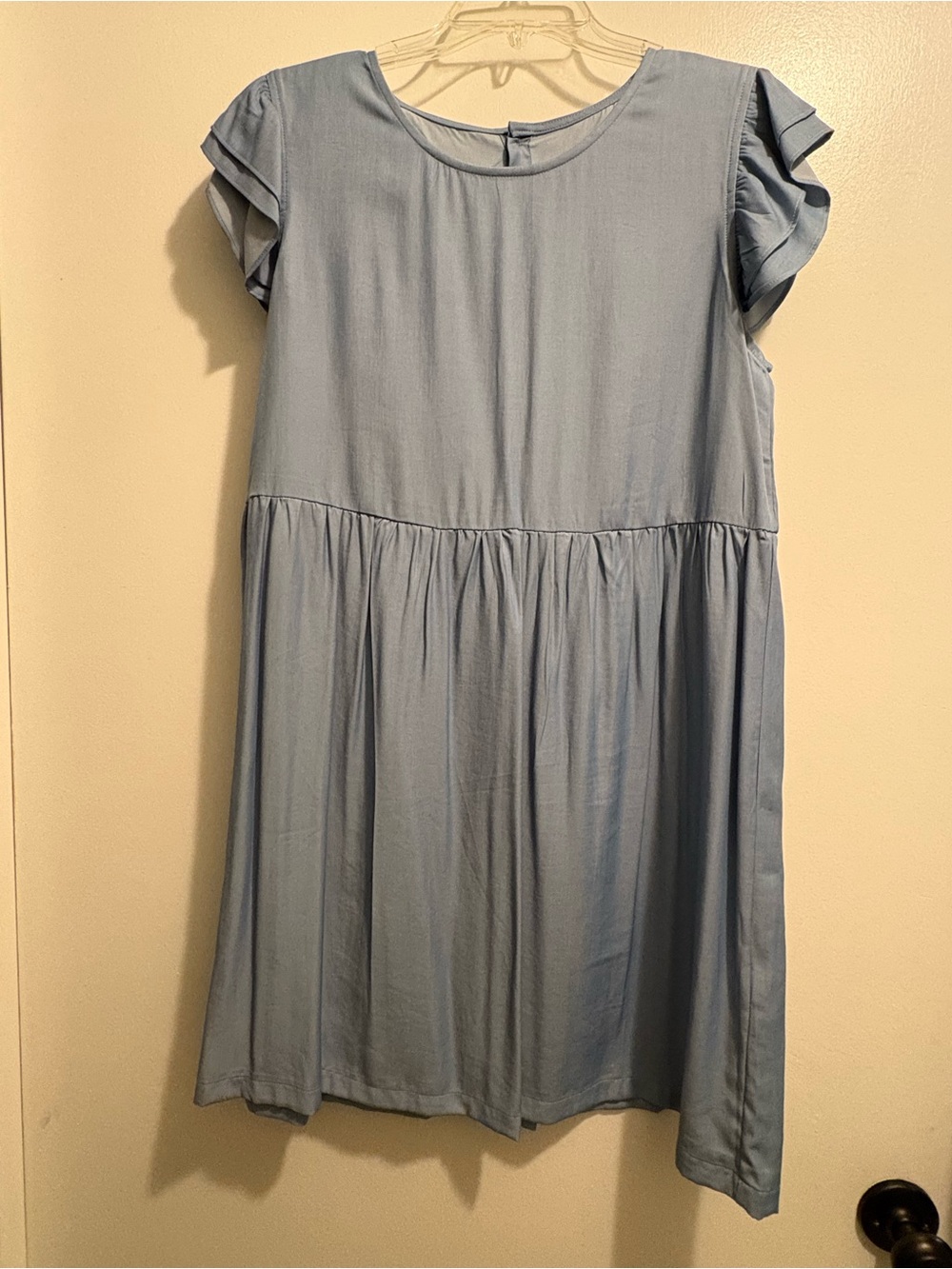 Girls Light Blue Ruffle Sleeve Dress NWT
